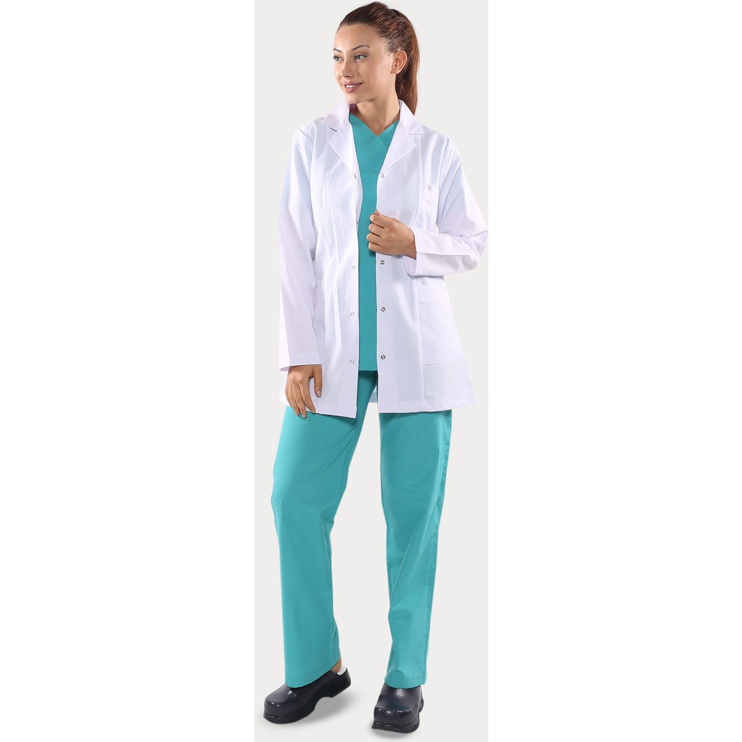 Prodexy Klasik Yaka Kısa Boy Kadın Önlük Doktor Önlüğü Hemşire Önlüğü Öğretmen Eczacı Önlüğü